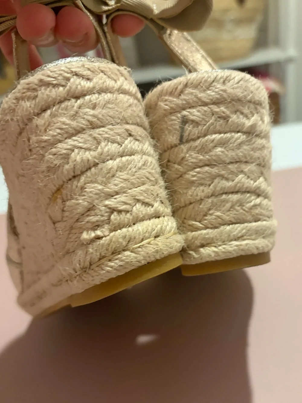 Womens Champagne Gold Espadrille Wedge Slingback EU 38